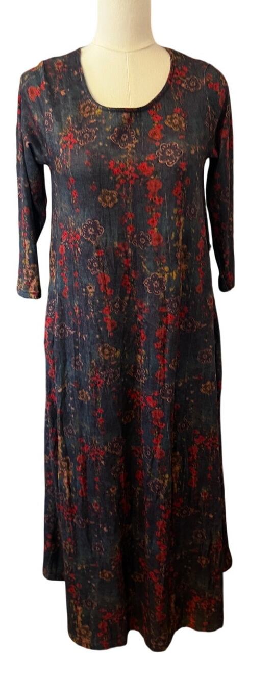 Natural Life Floral Maxi Dress New With Tags Boho Pockets Long Sleeve Modest-XS